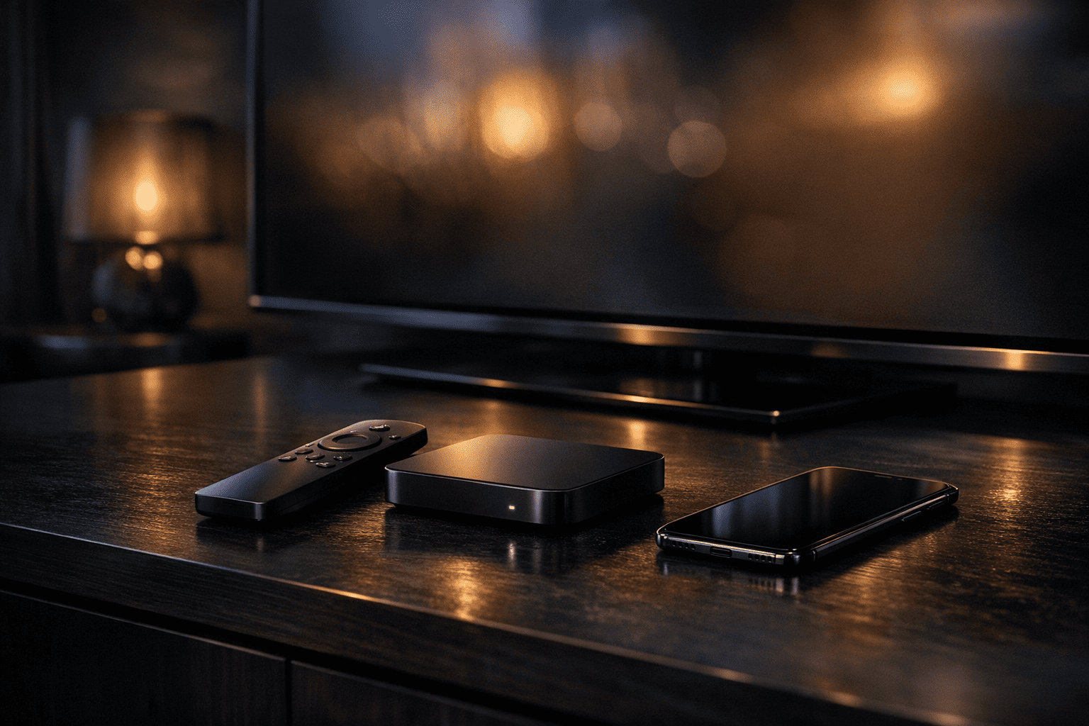 أجهزة مشاهدة IPTV بتكوين فاخر على سطح داكن